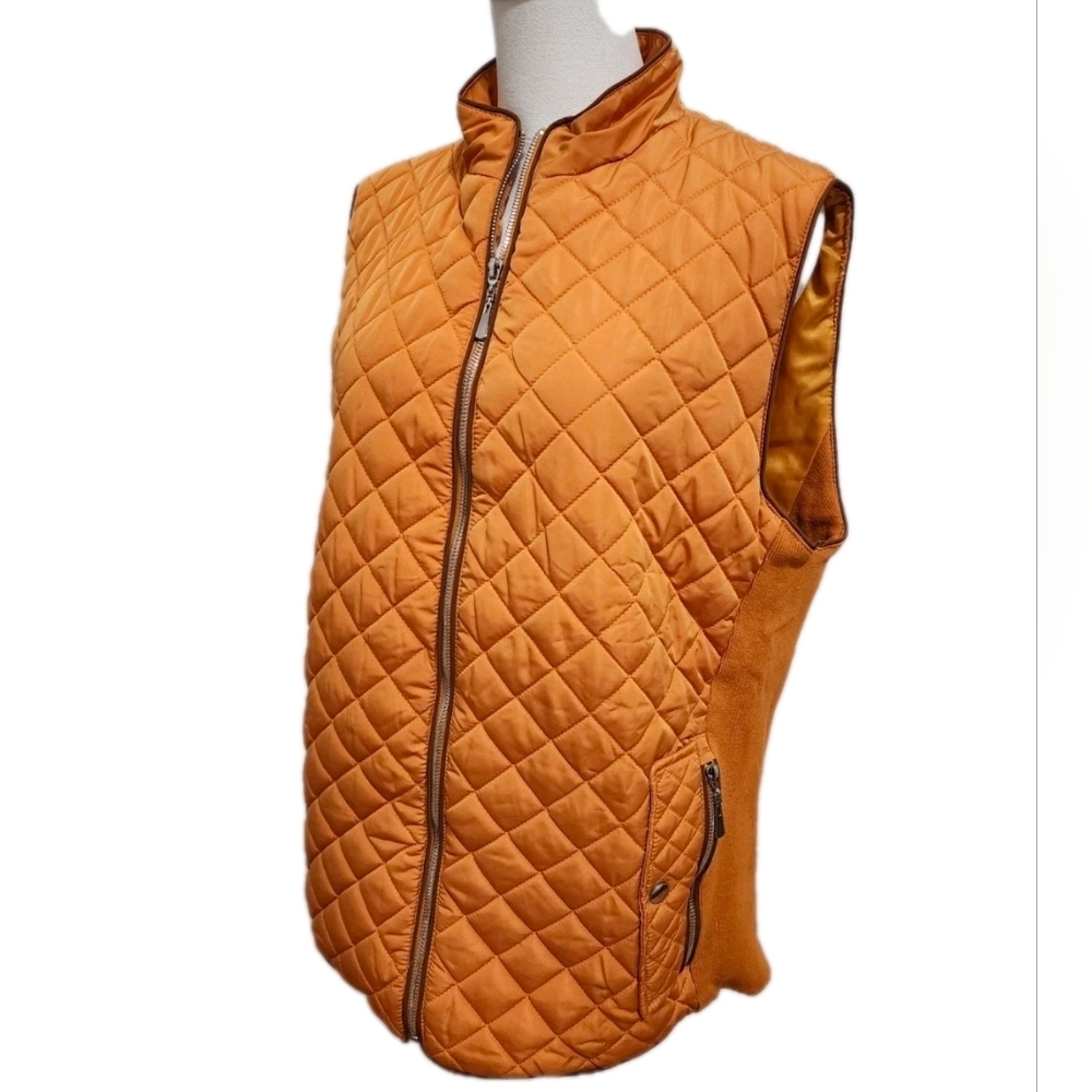 NWOT Quilted Vest Full Zip Lightweight Puffer Pockets Orange Size XXL